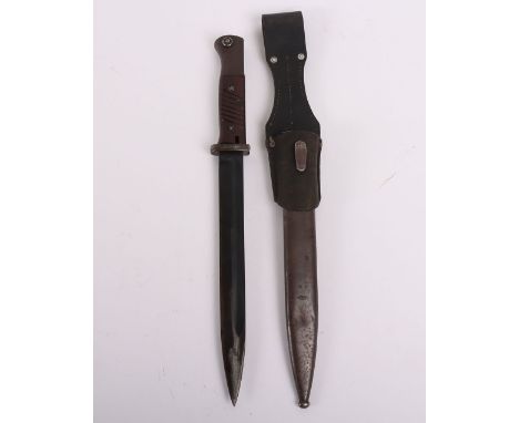 German K98 Combat Bayonet with Matching Numbers, example with red bakelite two piece grips, steel pommel with acceptance stam