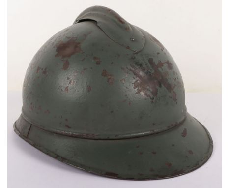 WW1 Italian M-15 Adrian Steel Helmet, good example of a large size Adrian helmet with much of the original green paint finish