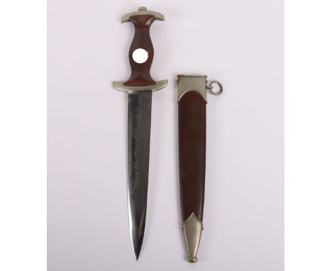 Third Reich SA (Sturmabteilung) Dress Dagger by Aug Merten Ww, Solingen G-R, good example with brown wooden grip, nickel silv