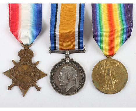 Great War 1914-15 Star Medal Trio to the Durham Light Infantry, 1914-15 Star Medal, “9642 PTE. S. EVANS. DURH: L.I.”, British