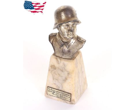 Pre-WW2 German Hero Series Table Bust, fine example of a silvered ‘Hero’ series bust of a German soldier wearing steel helmet