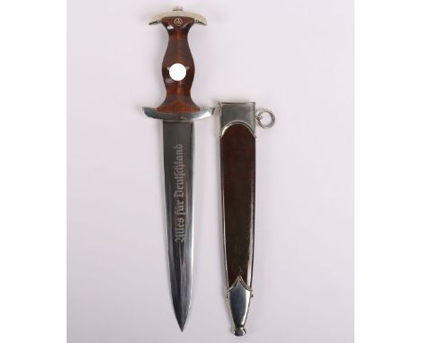 Third Reich SA (Sturmabteilung) Dress Dagger by F Dick, Esslingen, fine example with wooden grip, nickel SA eagle and enamel 