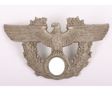 Third Reich Polizei EM/NCO Shako Eagle, aluminium construction with crimped in wire thread for attachment. Unmarked early exa