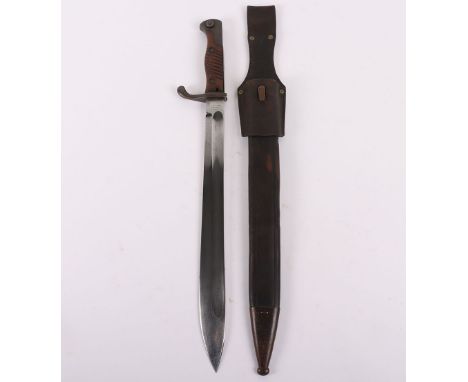 WW1 German Mauser 98/05 ‘Butcher’ Bayonet, fine example with two piece wooden slab grips, steel pommel and cross guard. House