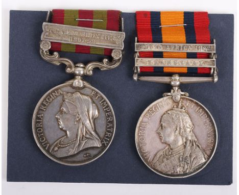 Victorian Campaign Pair of Medals for Service in the Somerset Light Infantry in India and South Africa, India General Service