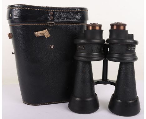 WW2 German Kriegsmarine 7x50 Binoculars by Leitz, fine set of the black body binoculars with rubber armour caps to the bottom