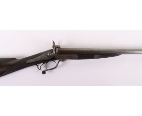 Double Barrel 16 Bore Pin Fire Sporting Gun Signed J Blanch and Son, 29 Gracechurch Street, London, No.4595 (No. 2 gun), rebr