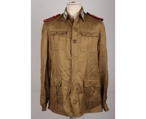 WW2 Italian Summer Pattern Tropical Tunic, interesting four pocket tropical tunic with half button front. Cloth collar patche