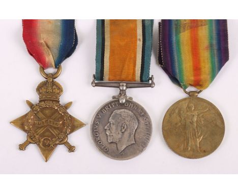Great War 1914-15 Star Medal Trio to the 11th Battalion Hampshire Regiment, 1914-15 Star Medal, British War and Victory Medal