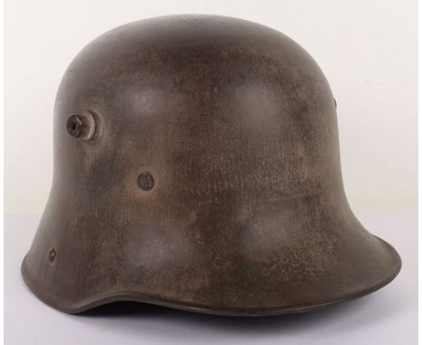 WW1 German M-16 Steel Combat Helmet, good untouched example retaining much of its original field grey / green paint finish to