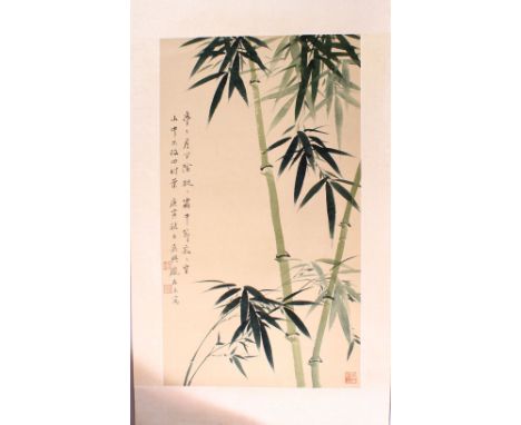 A COLLECTION OF SEVEN 20TH CENTURY CHINESE SCROLL PAINTINGS, depicting bamboo, various sizes.