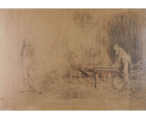 WILLIAM QUILLER ORCHARDSON (BRITISH, 1832-1910)Study for Hard Hit inscribed 'HARD HIT' (lower right) charcoal on paper 80 x 1