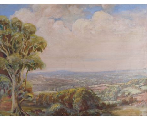 ARTHUR CROFT MITCHELL (BRITISH, 1872-1956)An extensive landscape with label inscribed 'Poole No. 1' (to back of stretcher) oi
