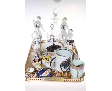 USSR, Doulton, Nao and other figures, glass decanter and bell, various china, etc