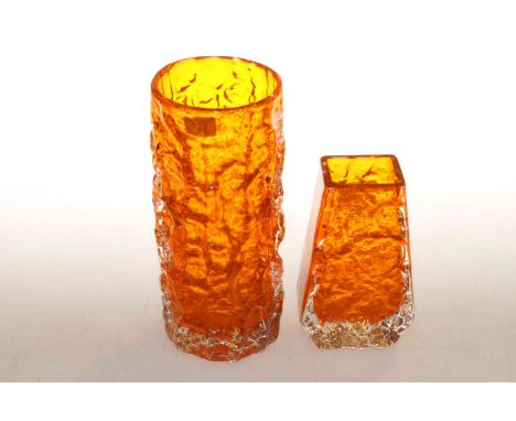 Whitefriars tangerine bark vase and small coffin vase (2)