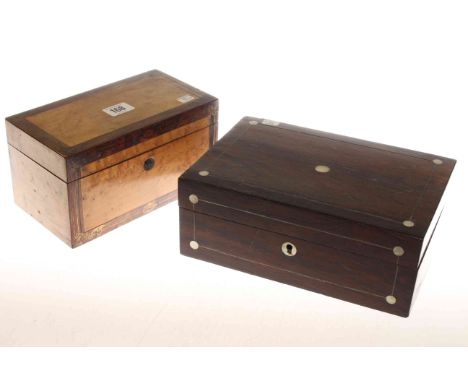 19th Century rosewood and satinwood caddy and 19th Century rosewood box