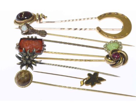 Collection of ten Victorian stick pins