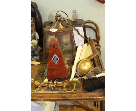 Bakelite Ultra Radio, hall lantern, metronome, hall mirror, walking sticks, two fans, etc