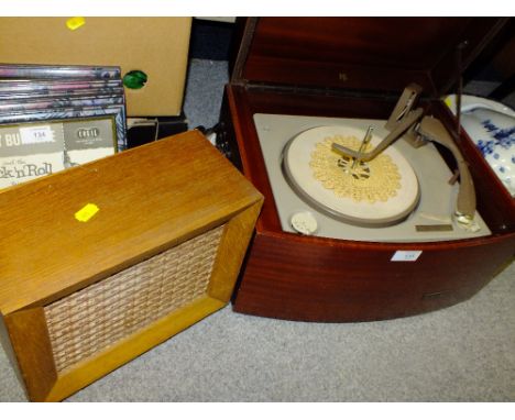 A PYE CASED TURNTABLE TOGETHER WITH A SPEAKER 
