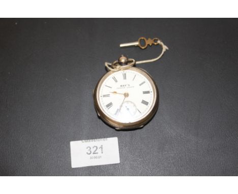 A KAY'S OPEN FACED MANUAL WIND HALLMARKED SILVER POCKET WATCH