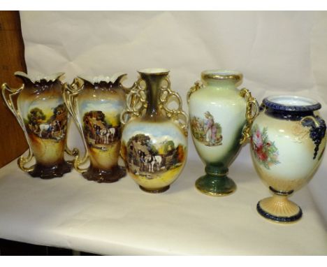 FIVE LARGE CERAMIC VASES