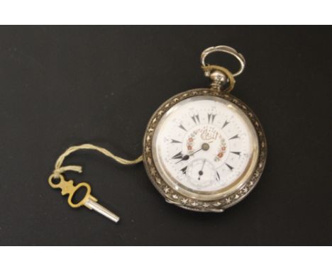 A TURKISH TYPE OPEN FACED MANUAL WIND POCKET WATCH