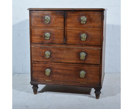 Regency mahogany chest commode, adapted, turned legs, W63cm and another, W64cm, (2)