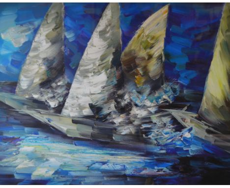 After Sergei Inkatov, Regatta, signed artist proof colour print, 1/1, 55 x 69cm.