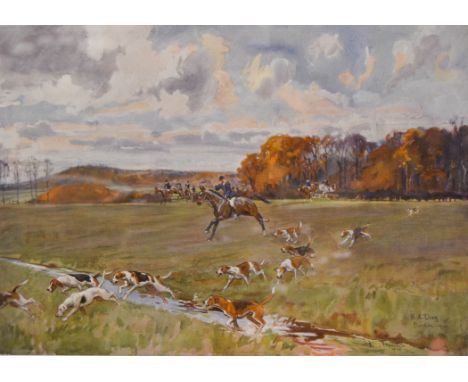 After Lionel Edwards, The R.A. Drag, Borden, signed, colour print, 27 x 38cm, another signed print after Lionel Edwards and t