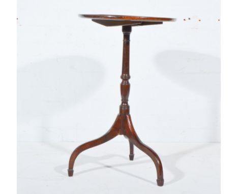 Mahogany tripod table, circular top, turned column tripod supports diameter 45cm height 74cm.