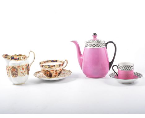 Two boxes of decorative and tea ware ceramics, including Coalport Caughley replicas.