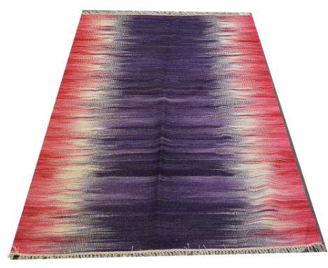 Indian Kilim rug, contemporary purple and pink design, 190 x 130cm.