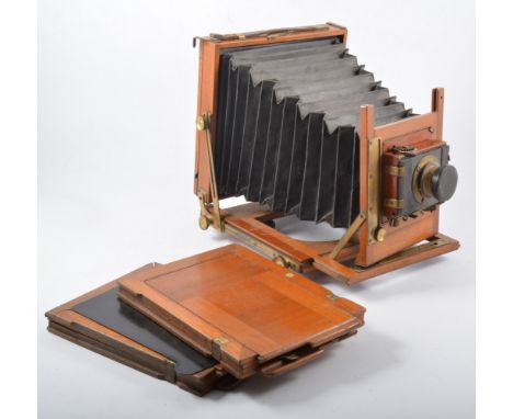 Plate camera "Victo", mahogany body, case and selection of plates. 