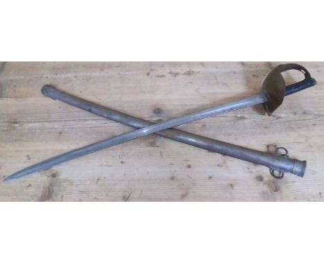 A British 1890 pattern cavalry trooper's sword, the 85cm blade by Mole marked with various Ordnance stamps, steel hilt and sc