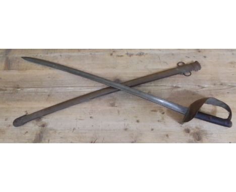 A British 1899 pattern cavalry troopers sword, the 84.5cm blade by EFD marked with various Ordnance stamps, steel hilt and sc