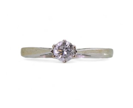 An 18ct white gold diamond solitaire ring set with an estimated approx 0.25cts brilliant cut diamond. Finger size l, weight 1