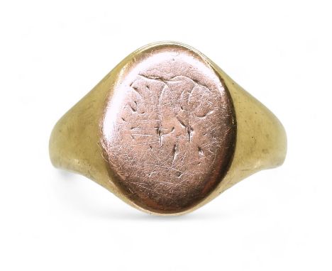 A 9ct gold signet ring, size S1/2, weight 6.2gms Condition Report:Available upon request