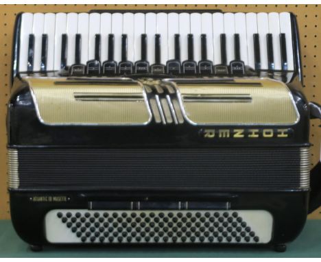 HOHNER a Hohner Atlantic IV Musette piano accordion 41 key 120 bass serial number 510223 in black with case Condition Report: