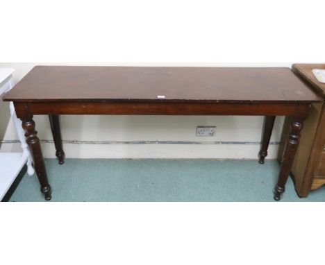 A lot comprising a large early 20th century buffet table on turned supports, 78cm high x 172cm long x 50cm deep and a white p