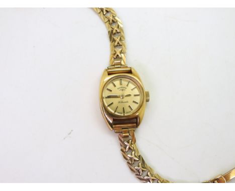 A 9ct gold ladies Rotary watch, length 14.5cm max, weight including mechanism 12.5gms Condition Report:Available upon request