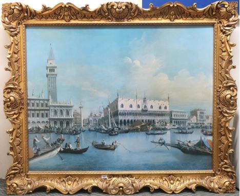 A large gilt framed print of Venice, 121cm high x 149cm wide Condition Report:Available upon request