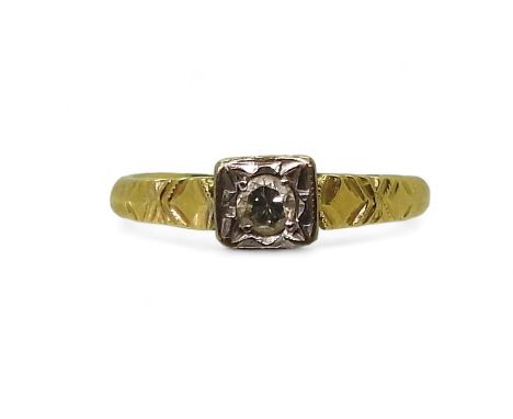 An 18ct gold diamond solitaire ring, set with estimated approx 0.10cts, finger size H1/2, weight 2.7gms Condition Report:Avai