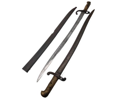 A French M1842 bayonet and an M1866 Chassepot bayonet with scabbard (2) Condition Report:Available upon request