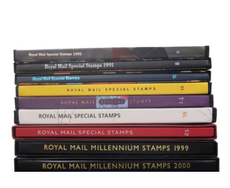 A lot comprising Royal Mail Special Stamps numbers 8, 9, 10, 12, 14, 19, 21, Royal Mail Millennium Stamps 1999 and 2000 toget