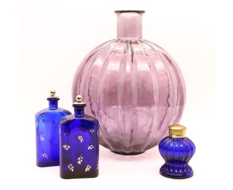 Two pairs of Natasha Favina satin glass beakers, with hand painted Indian portrait reserves and a collection of other glasswa