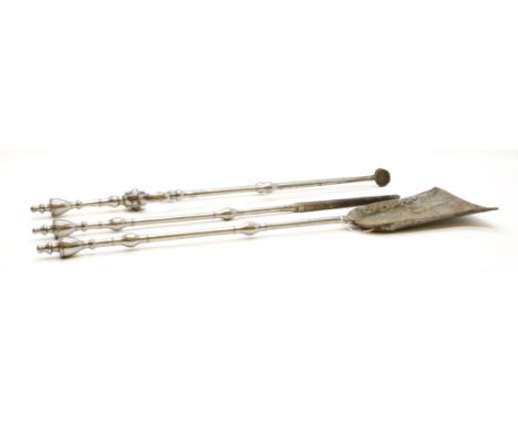 A set of three George III steel fire tools