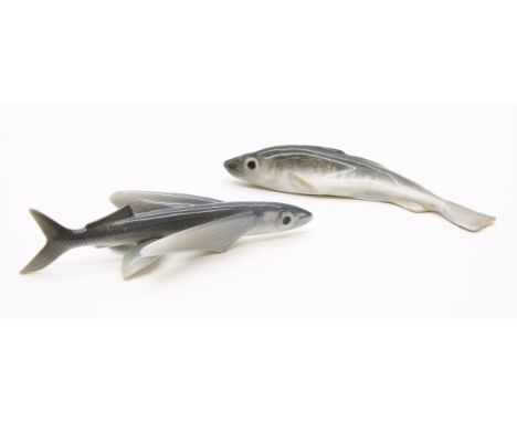 A Royal Copenhagen sardine, no 459, and a flying fish, no 3050