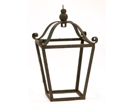 A 19th century wrought iron exterior lantern, of large size, 84cm