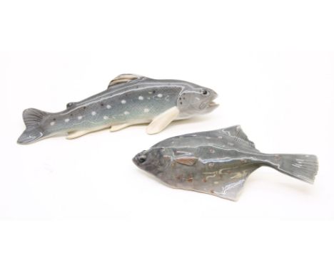 A Royal Copenhagen trout, no 1803, and a plaice, no 282