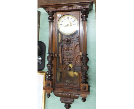 A mahogany Vienna style wall clock